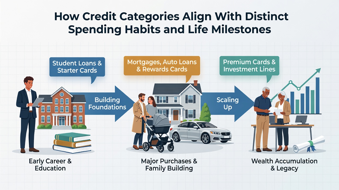 Chart illustrating spending habit changes across milestones including weddings, home buying, and raising children